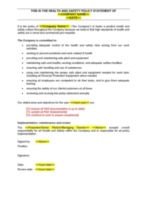 Health and Safety Policy